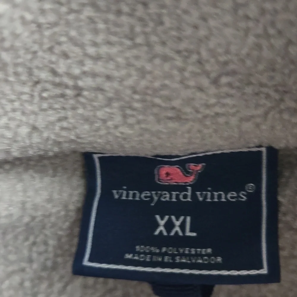 Vineyard Vines Men’s XXL Gray Navy Fleece Quarter Snap Pullover Sweater